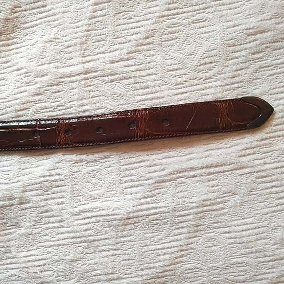 VTG Ralph Lauren Genuine Alligator Belt Sterling Silver 1985 Brown 26 - Picture 14 of 16